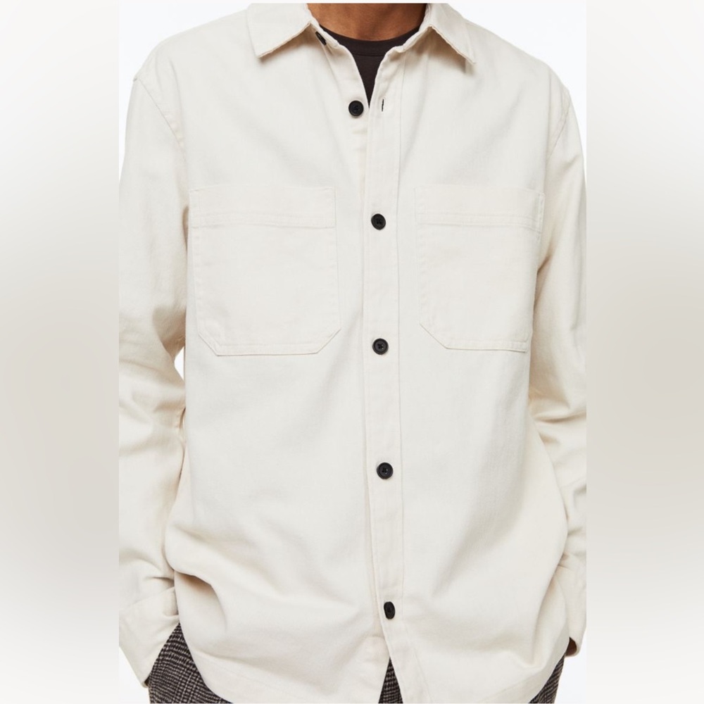 H&M Off White Regular Fit Overshirt / Shaket